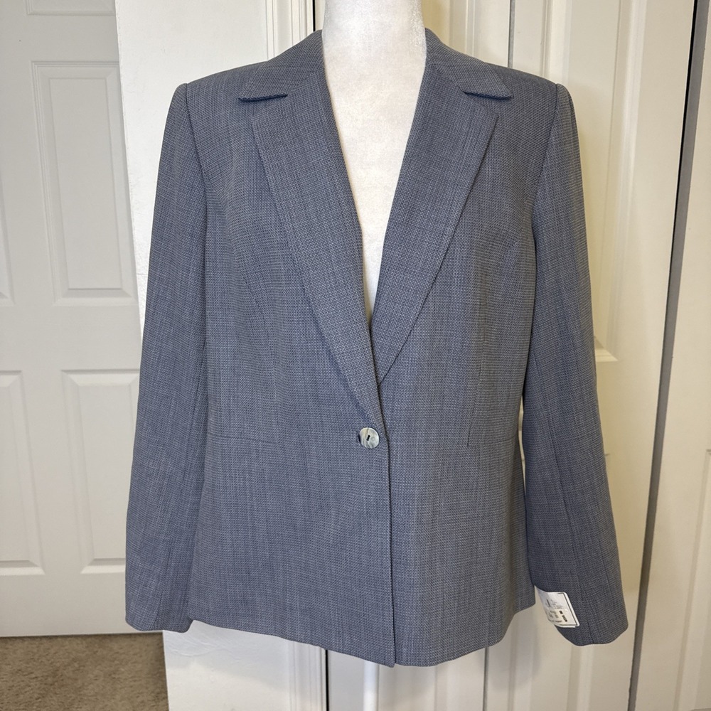 Women's Austin Reed Sz 14 UK Classic Formal Jacket Blue Collared Buttoned Lined